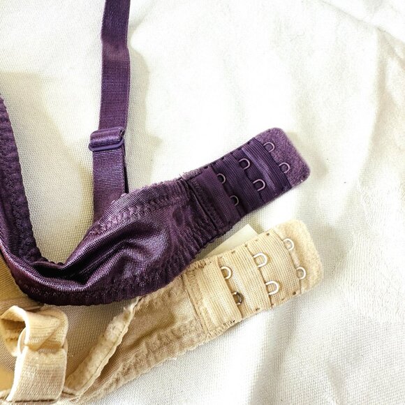 Wacoal Bra 36B 85231 Underwire Lined Lightly Padded Lace Purple Cream Set of 2 - Picture 6 of 11